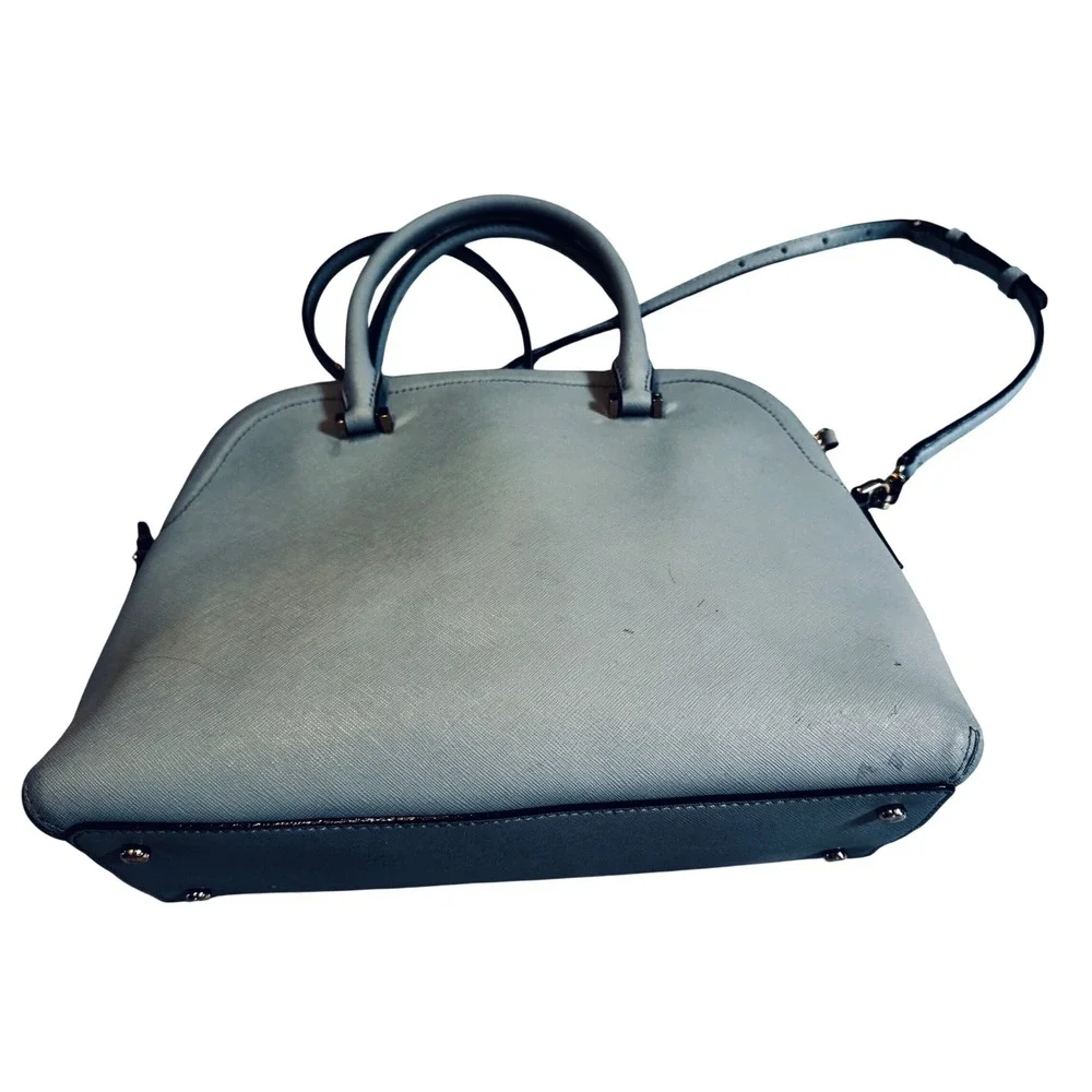 Kate Spade Light Blue Saffiano Leather Dome Satchel Crossbody Bag Gold Hardware